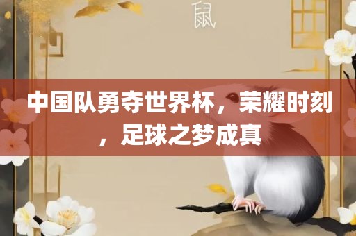 中国队勇夺世界杯，荣耀时刻，足球之梦成真吉安市靖泰电力工程有限公司