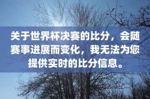 关于世界杯决赛的比分，会随赛事进展而变化，我无法为您提供实时的比分信息。吉安市靖泰电力工程有限公司