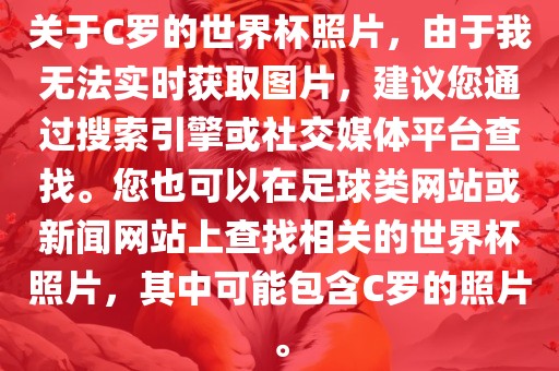 关于C罗的世界杯照片，由于我无法实时获取图片，建议您通过搜索引擎或社交媒体平台查找。您也可以在足球类网站或新闻网站上查找相关的世界杯照片，其中可能包含C罗的照片。吉安市靖泰电力工程有限公司