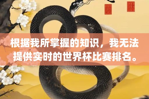 根据我所掌握的知识，我无法提供实时的世界杯比赛排名。