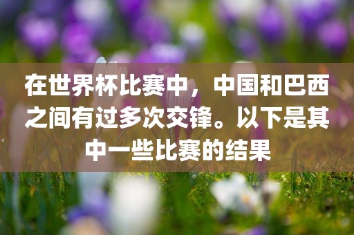 在世界杯比赛中，中国和巴西之间有过多次交锋。以下是其中一些比赛的结果
