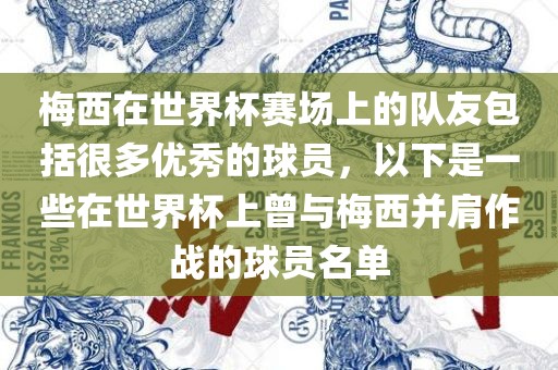 梅西在世界杯赛场上的队友包括很多优秀的球员，以下是一些在世界杯上曾与梅西并肩作战的球员名单