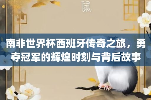 南非世界杯西班牙传奇之旅，勇夺冠军的辉煌时刻与背后故事
