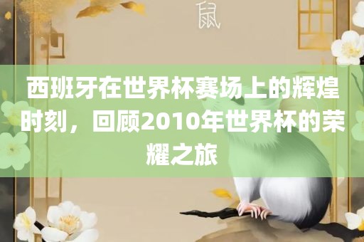 西班牙在世界杯赛场上的辉煌时刻，回顾2010年世界杯的荣耀之旅