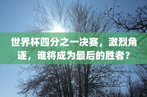 世界杯四分之一吉安市靖泰电力工程有限公司决赛，激烈角逐，谁将成为最后的胜者？