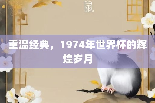 重温经典，1974年世界杯的辉煌岁月