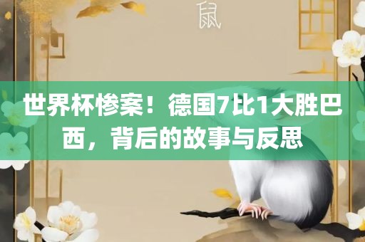 世界杯惨案！德国7比1大胜巴西，背后的故事与反思