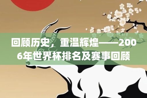 回顾历史，重温辉煌——2006年世界杯排名及赛事回顾