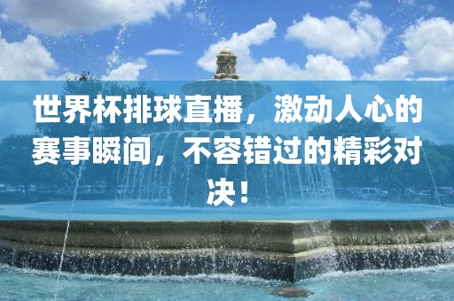 世界杯排球直播，激动人心的赛事瞬间，不容错过的精彩对决！吉安市靖泰电力工程有限公司
