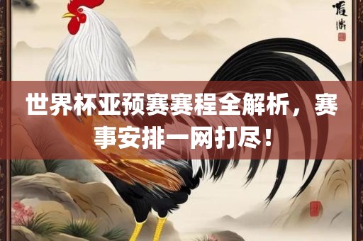 世界杯亚预赛赛程全解析，赛事安排一网打尽！