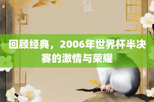 回顾经典，2006年世界杯半决赛的激情与荣耀