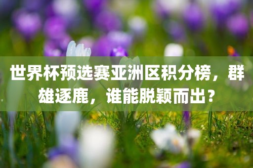 世界杯预选赛亚洲区积分榜，群雄逐鹿，谁能脱颖而出？吉安市靖泰电力工程有限公司