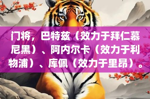 门将，巴特兹（效力于拜仁慕尼黑）、阿内尔卡（效力于利物浦）、库佩（效力于里昂）。