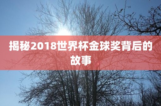 揭秘2018世界杯金球奖背后的故事