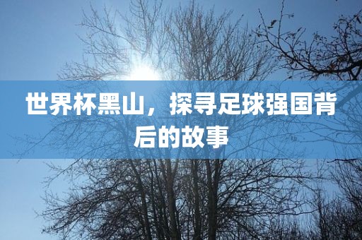 世界杯黑山，探寻足球强国背后的故事
